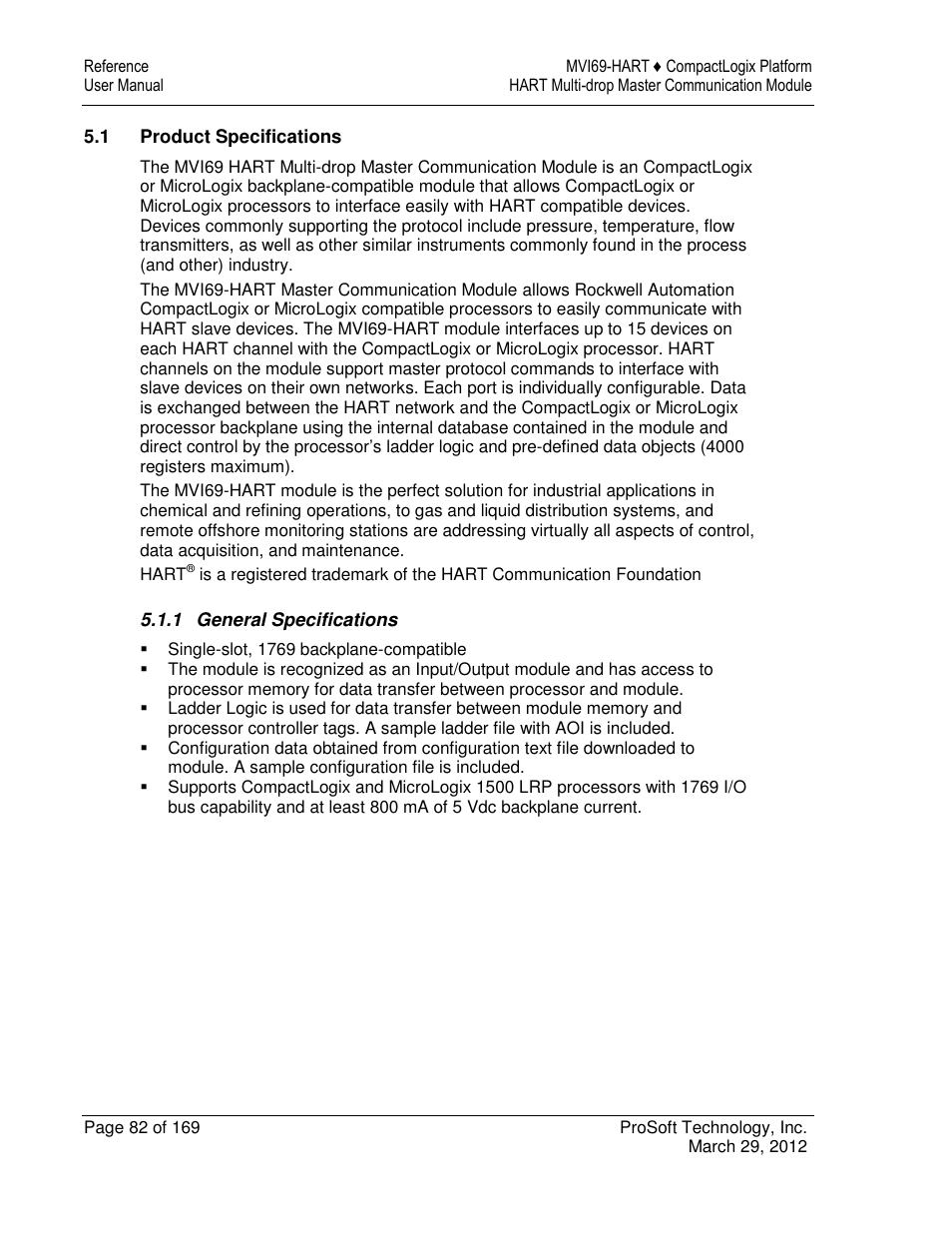 ProSoft Technology MVI69-HART User Manual | Page 82 / 169