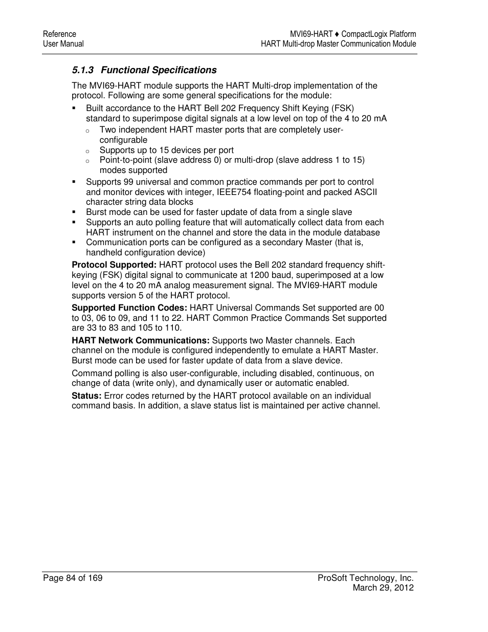 ProSoft Technology MVI69-HART User Manual | Page 84 / 169