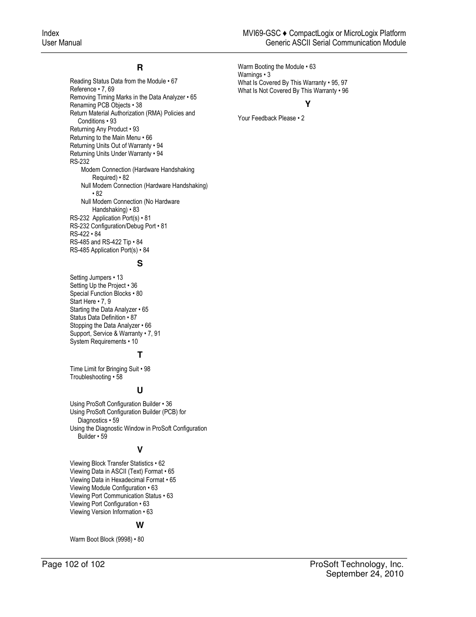 ProSoft Technology MVI69-GSC User Manual | Page 102 / 102