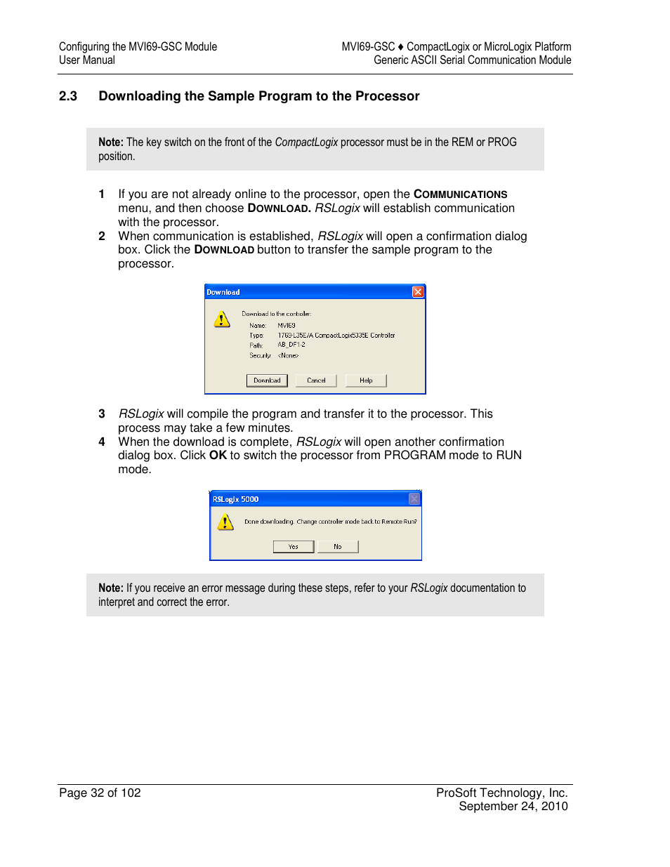 ProSoft Technology MVI69-GSC User Manual | Page 32 / 102