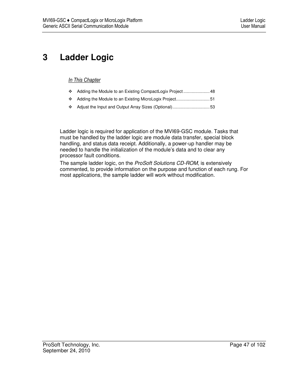 3ladder logic | ProSoft Technology MVI69-GSC User Manual | Page 47 / 102