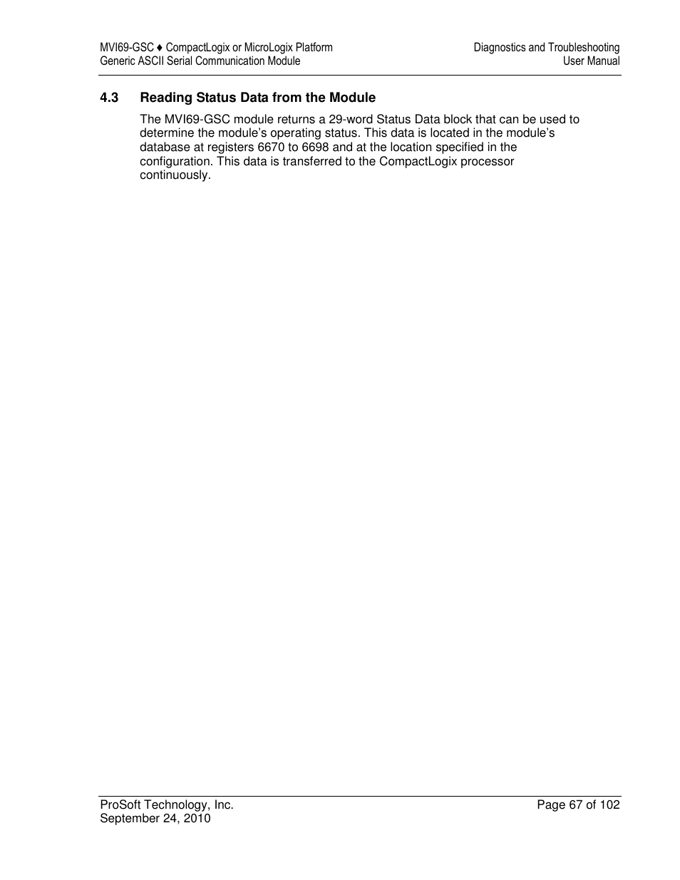 ProSoft Technology MVI69-GSC User Manual | Page 67 / 102