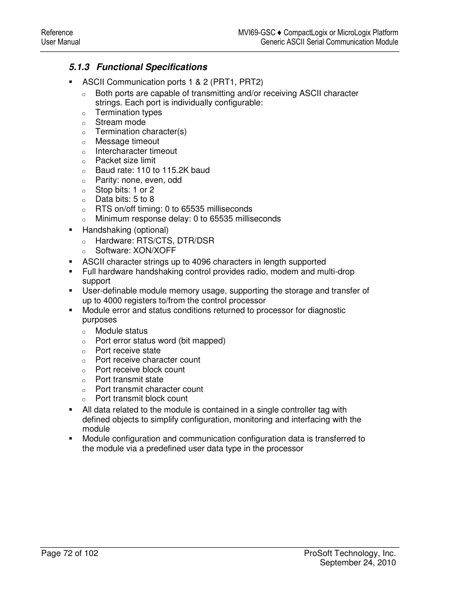 ProSoft Technology MVI69-GSC User Manual | Page 72 / 102
