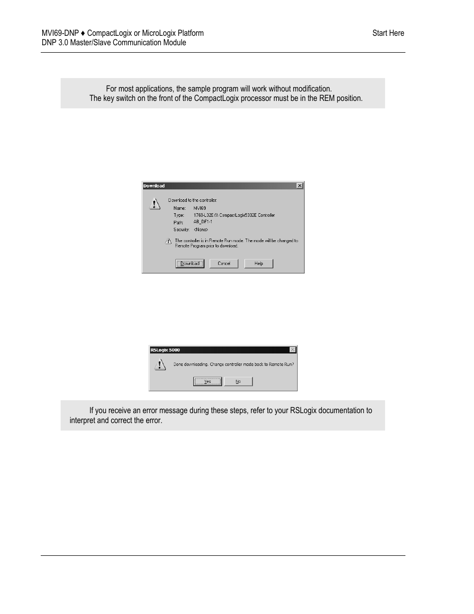 Download the sample program to the processor | ProSoft Technology MVI69-DNP User Manual | Page 16 / 129