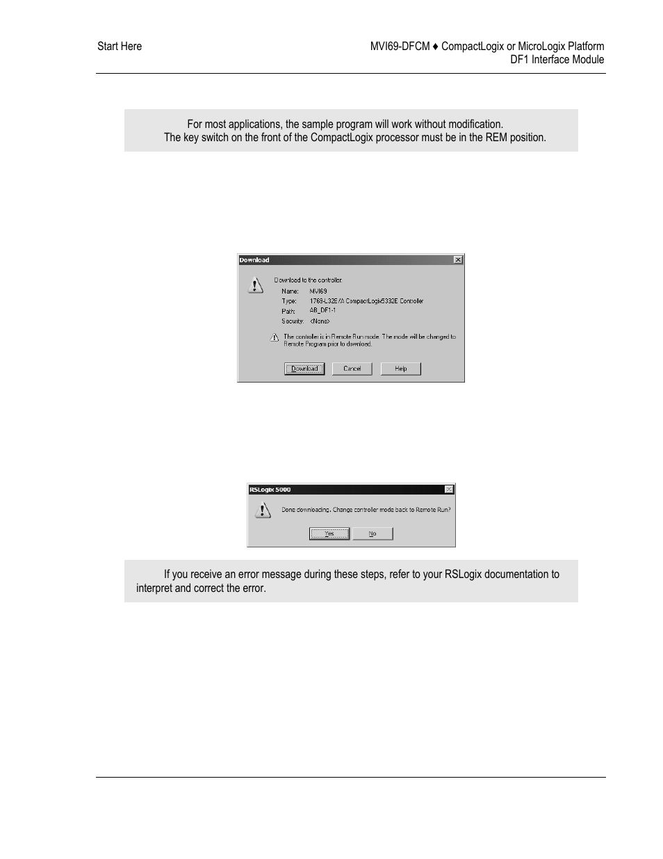 Download the sample program to the processor | ProSoft Technology MVI69-DFCM User Manual | Page 17 / 117