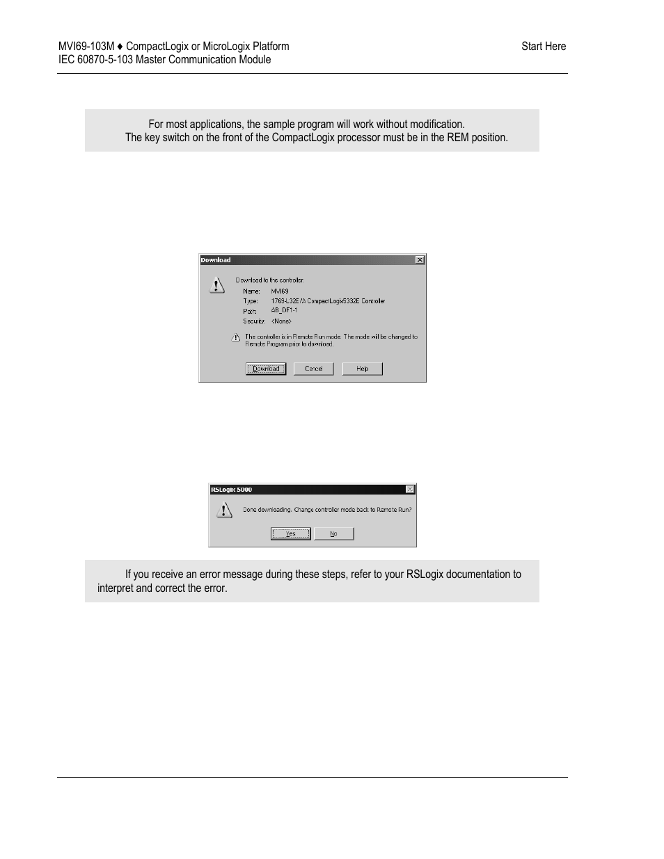 Download the sample program to the processor | ProSoft Technology MVI69-103M User Manual | Page 16 / 131