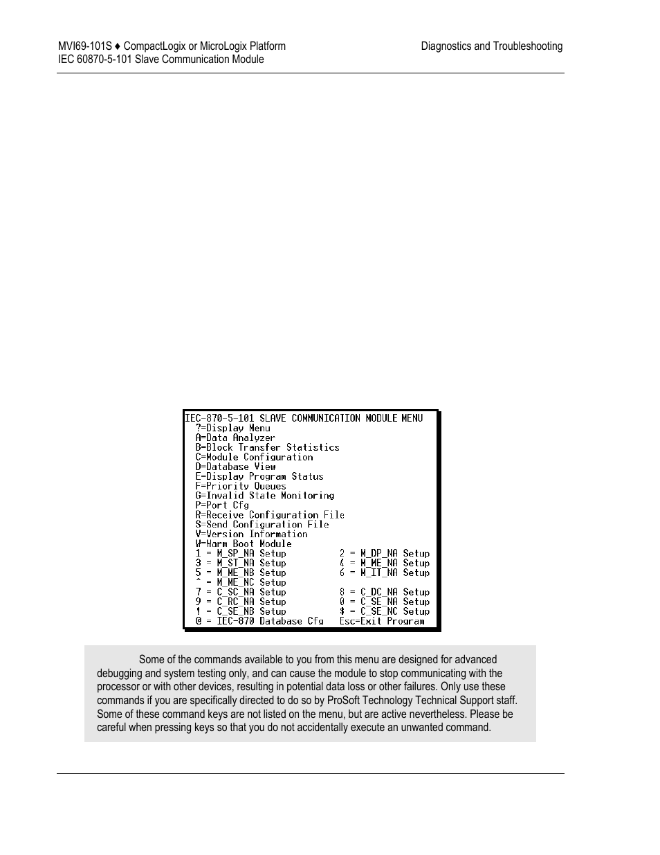 Keystrokes, Main menu | ProSoft Technology MVI69-101S User Manual | Page 60 / 149