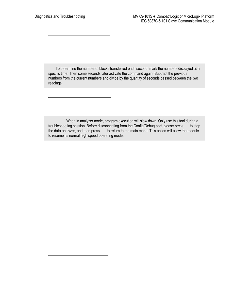 Viewing block transfer statistics, Opening the data analyzer menu, Viewing module configuration | Opening the database menu, Viewing error and status data, Viewing port configuration, Receiving the configuration file | ProSoft Technology MVI69-101S User Manual | Page 61 / 149