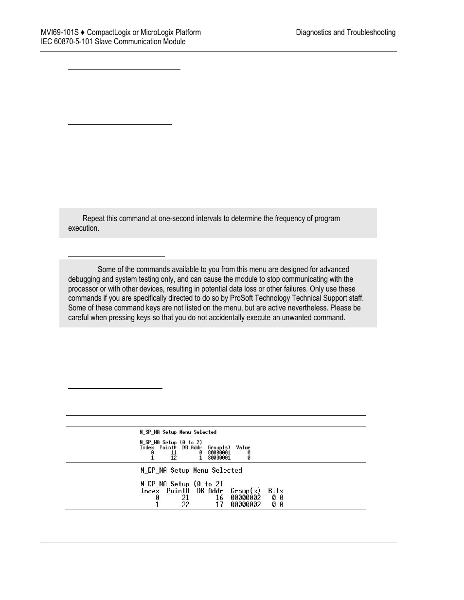 Sending the configuration file, Viewing version information, Warm booting the module | Viewing data type setup | ProSoft Technology MVI69-101S User Manual | Page 62 / 149