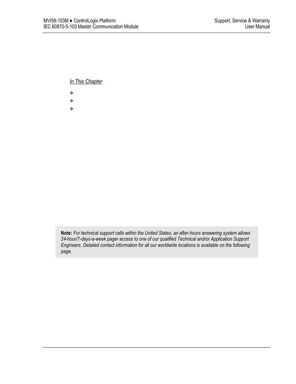 6support, service & warranty | ProSoft Technology MVI56-103M User Manual | Page 141 / 152