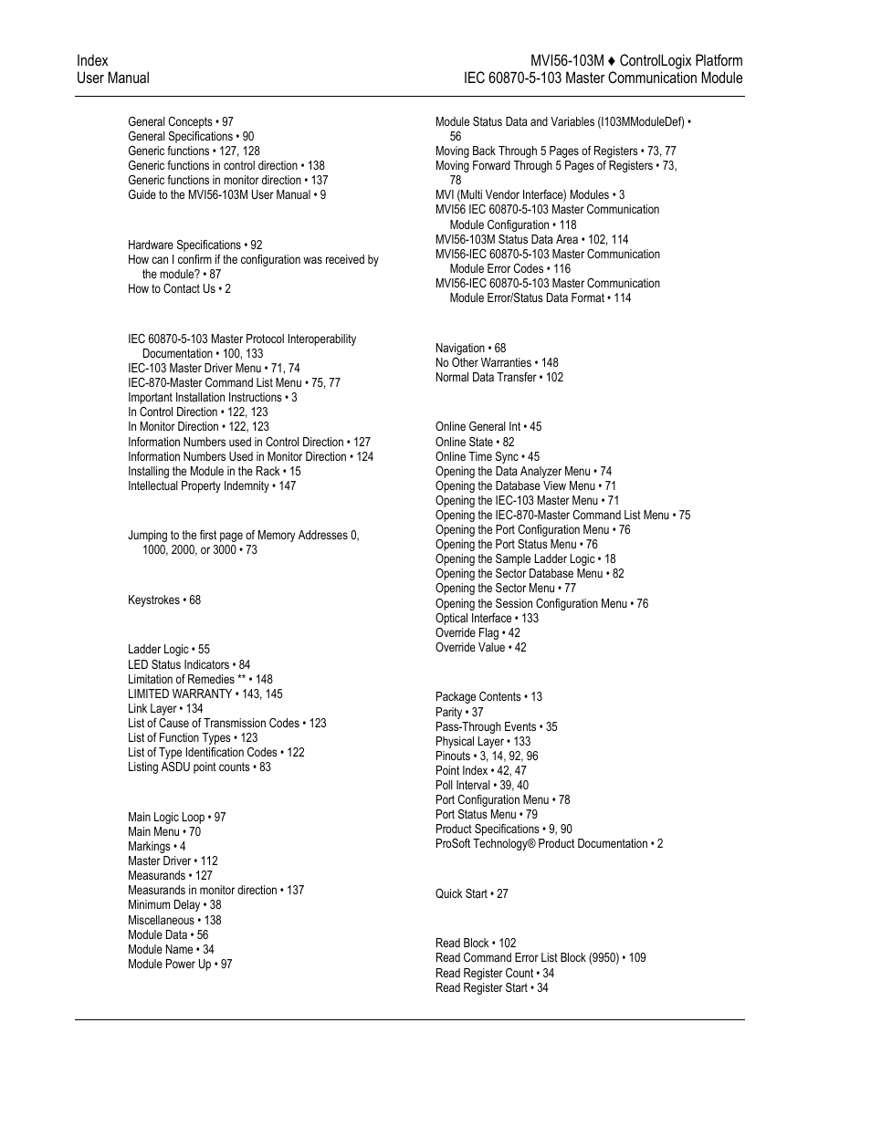 ProSoft Technology MVI56-103M User Manual | Page 150 / 152