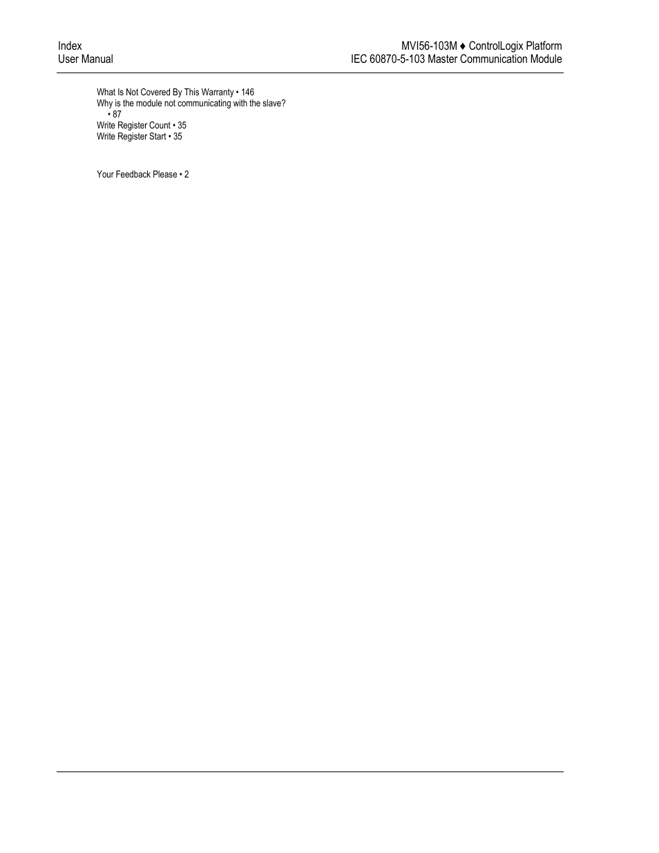 ProSoft Technology MVI56-103M User Manual | Page 152 / 152