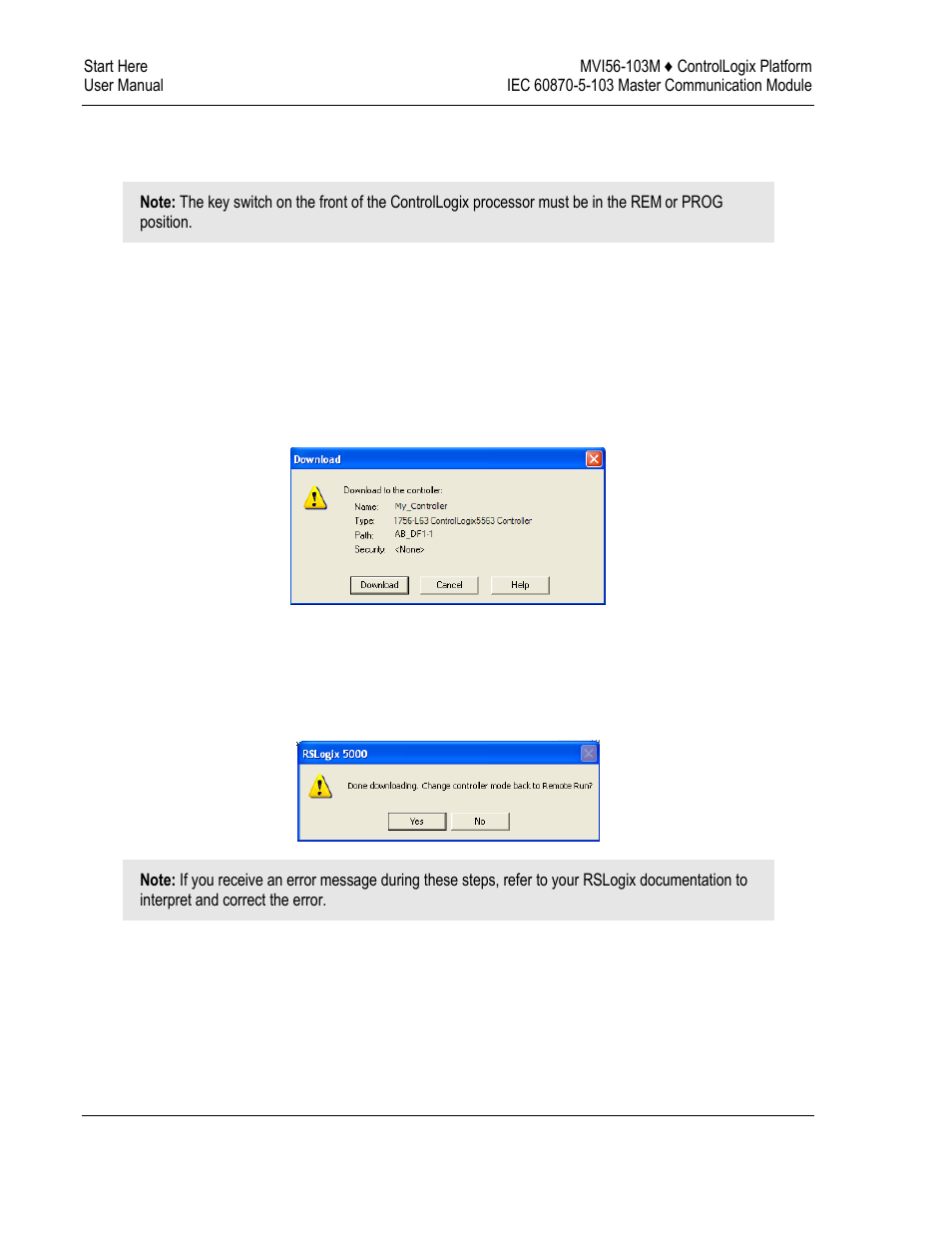 Downloading the sample program to the processor | ProSoft Technology MVI56-103M User Manual | Page 20 / 152