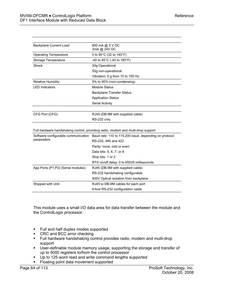 ProSoft Technology MVI56-DFCMR User Manual | Page 64 / 113