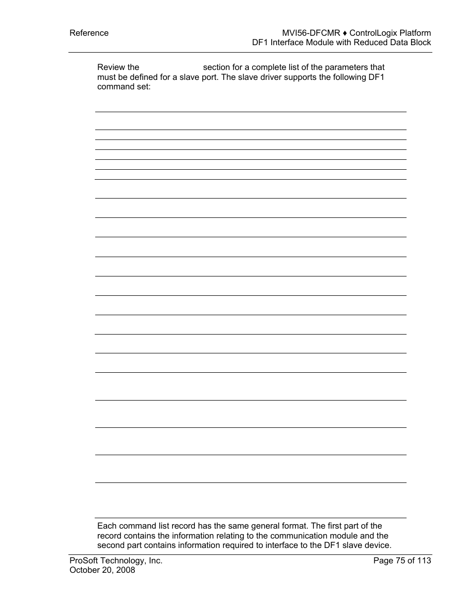 ProSoft Technology MVI56-DFCMR User Manual | Page 75 / 113