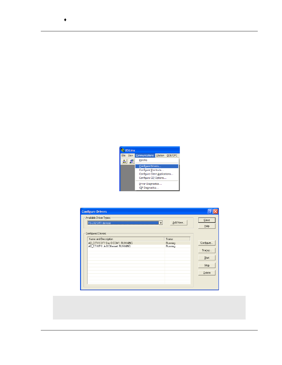 Opening the sample ladder logic, Configuring the rslinx driver for the pc com port | ProSoft Technology MVI56-LTQ User Manual | Page 17 / 98