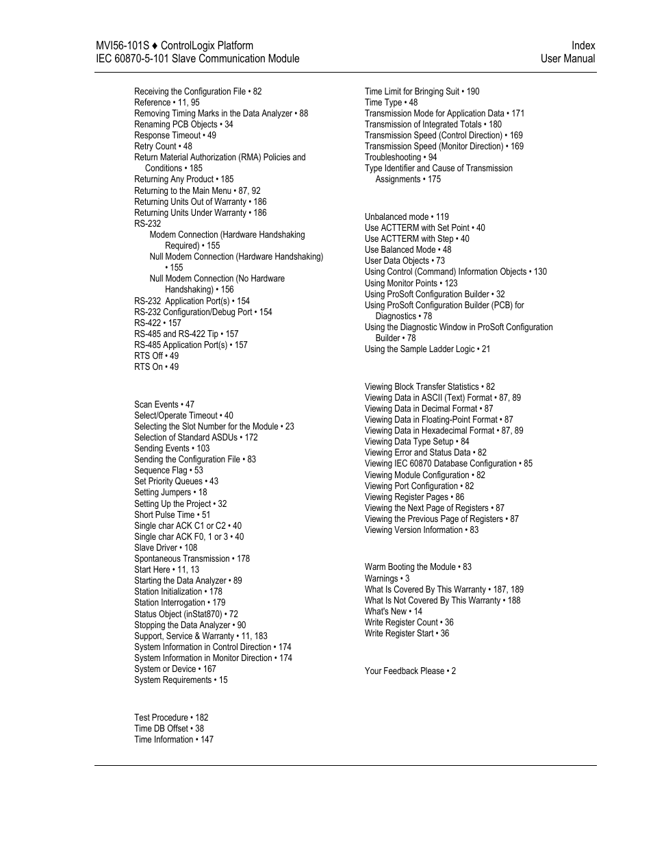 ProSoft Technology MVI56-101S User Manual | Page 193 / 193