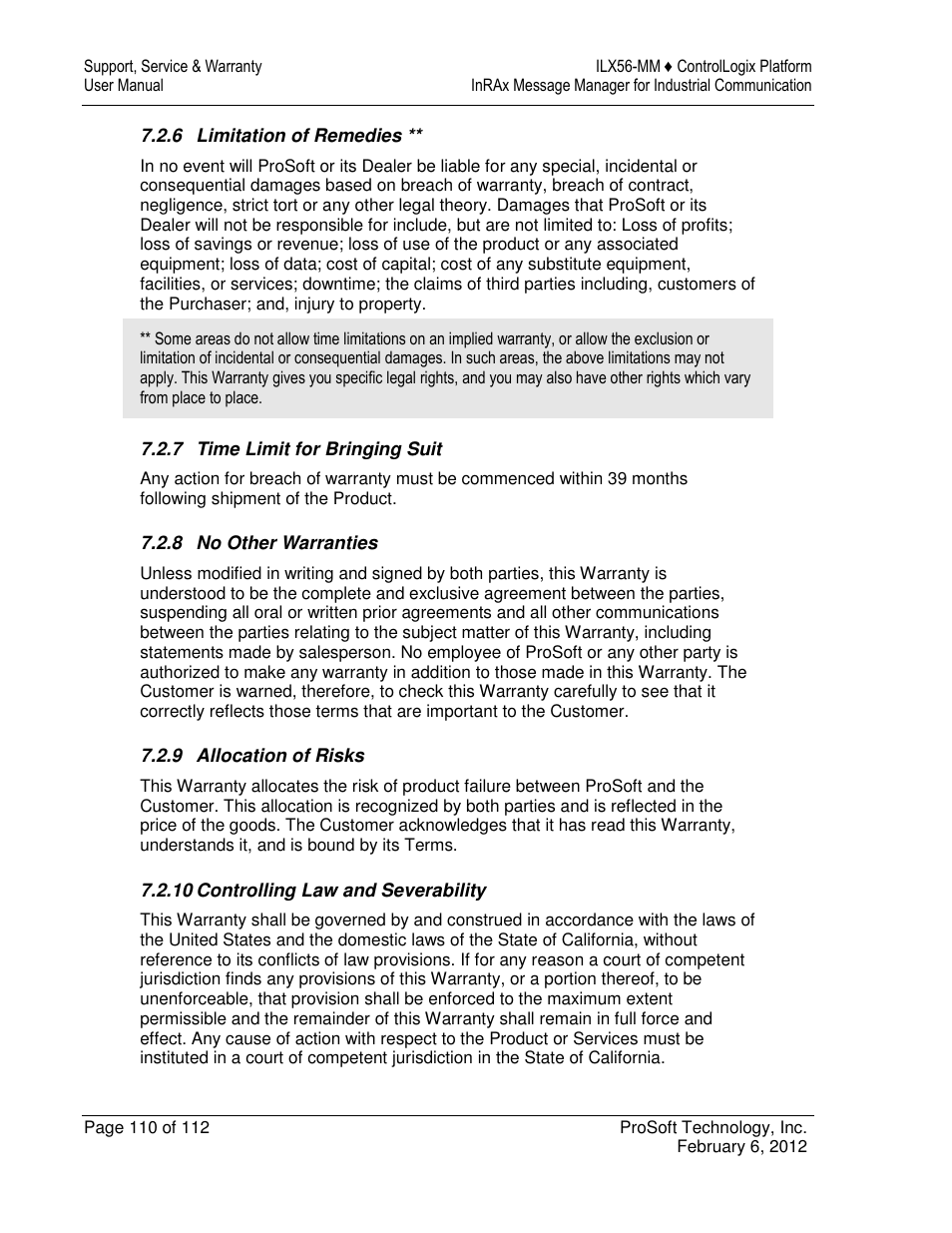 ProSoft Technology ILX56-MM User Manual | Page 110 / 112