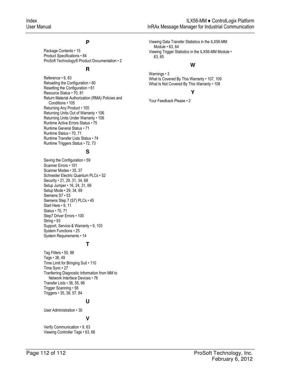 ProSoft Technology ILX56-MM User Manual | Page 112 / 112