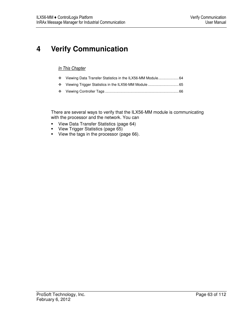 4verify communication | ProSoft Technology ILX56-MM User Manual | Page 63 / 112