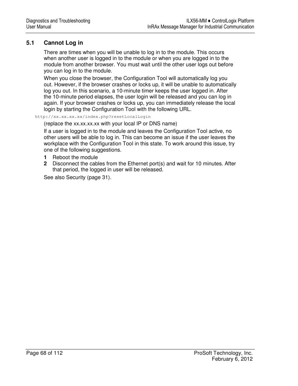 ProSoft Technology ILX56-MM User Manual | Page 68 / 112