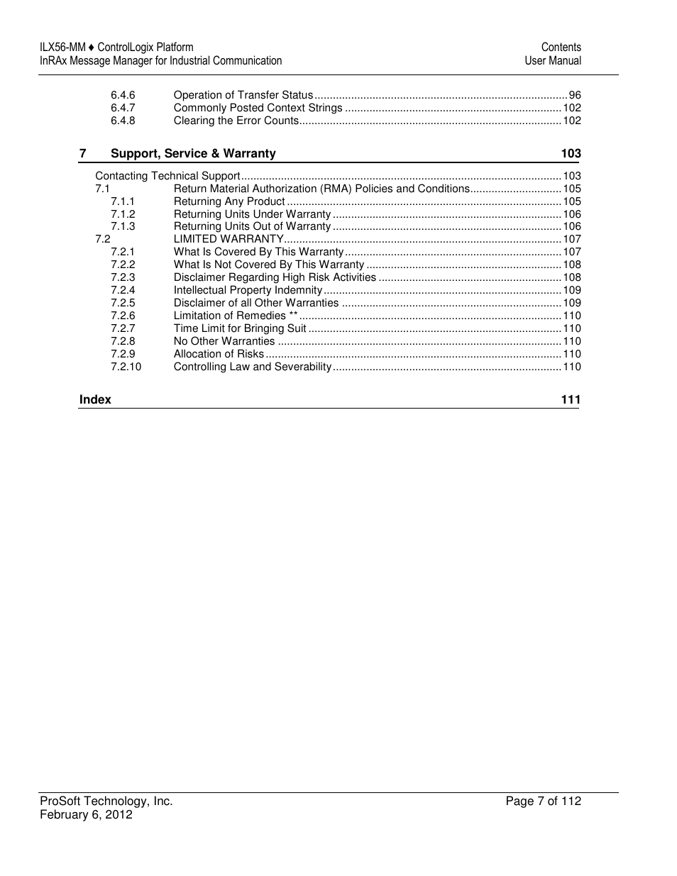 ProSoft Technology ILX56-MM User Manual | Page 7 / 112