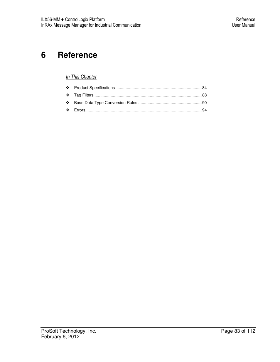 6reference | ProSoft Technology ILX56-MM User Manual | Page 83 / 112