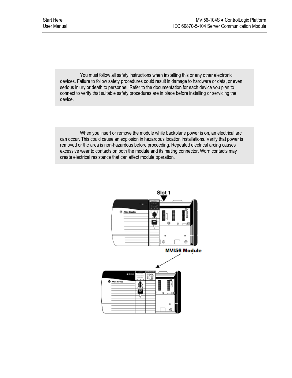 Install the module in the rack | ProSoft Technology MVI56-104S User Manual | Page 13 / 188
