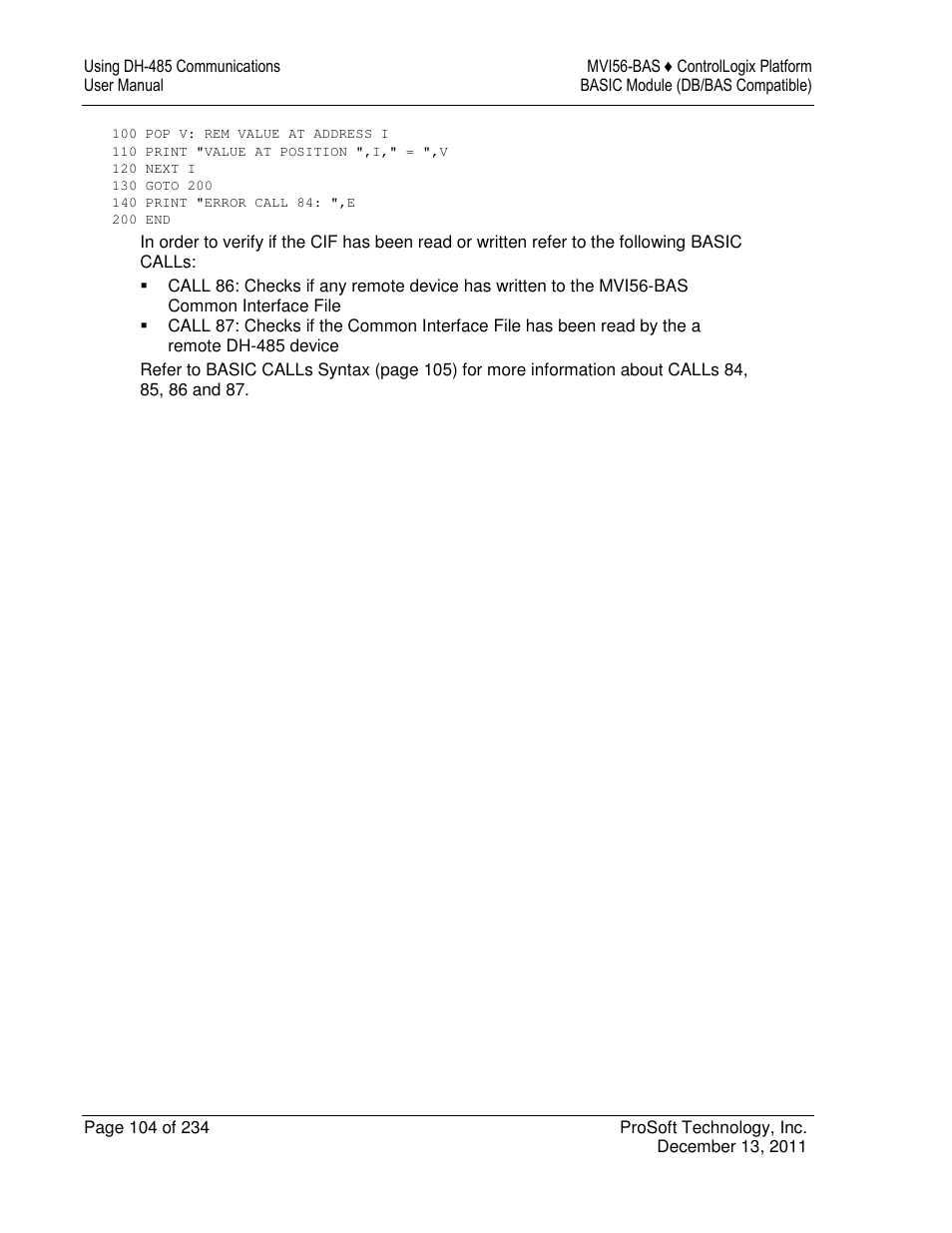 ProSoft Technology MVI56-BAS User Manual | Page 104 / 234