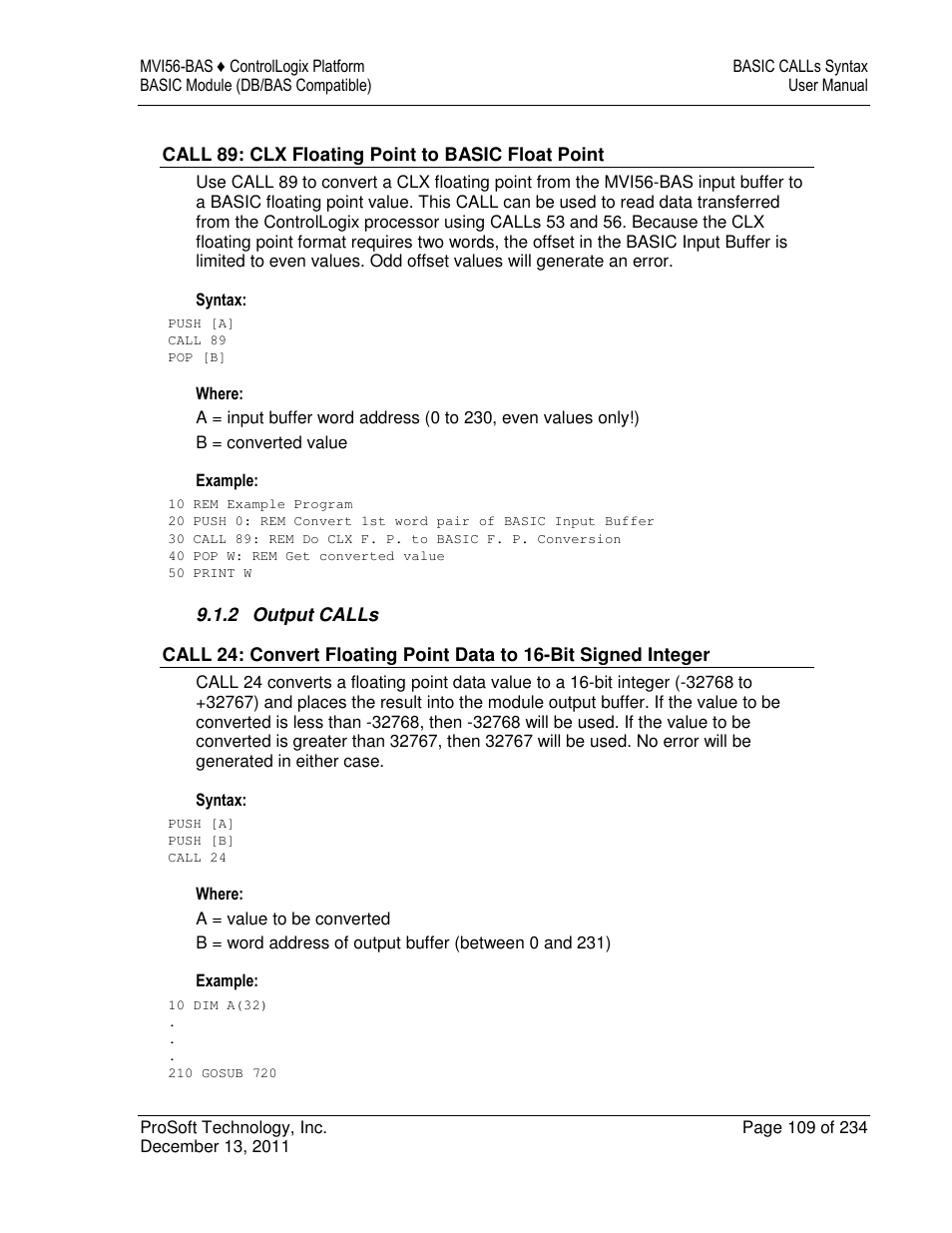 ProSoft Technology MVI56-BAS User Manual | Page 109 / 234