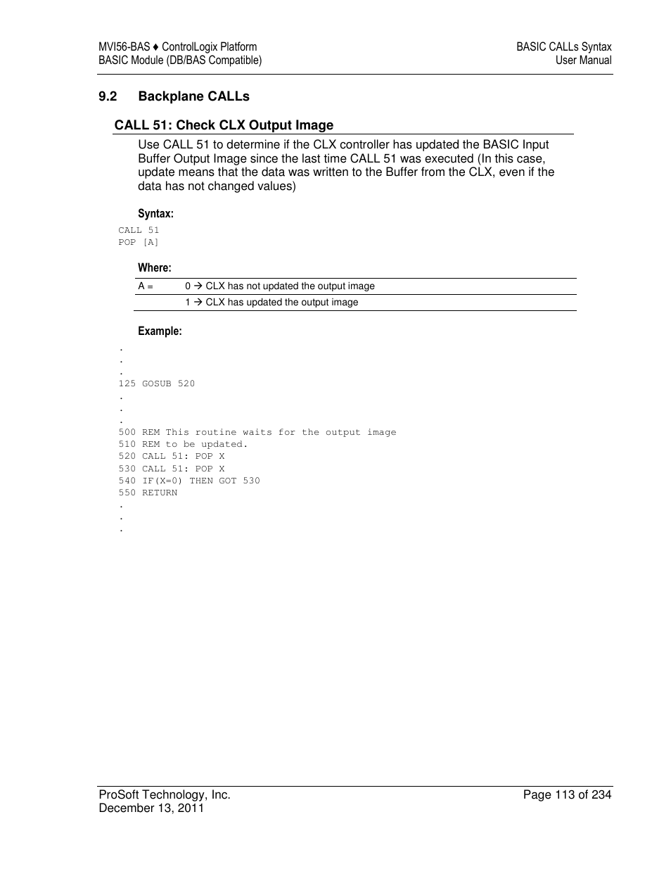 ProSoft Technology MVI56-BAS User Manual | Page 113 / 234