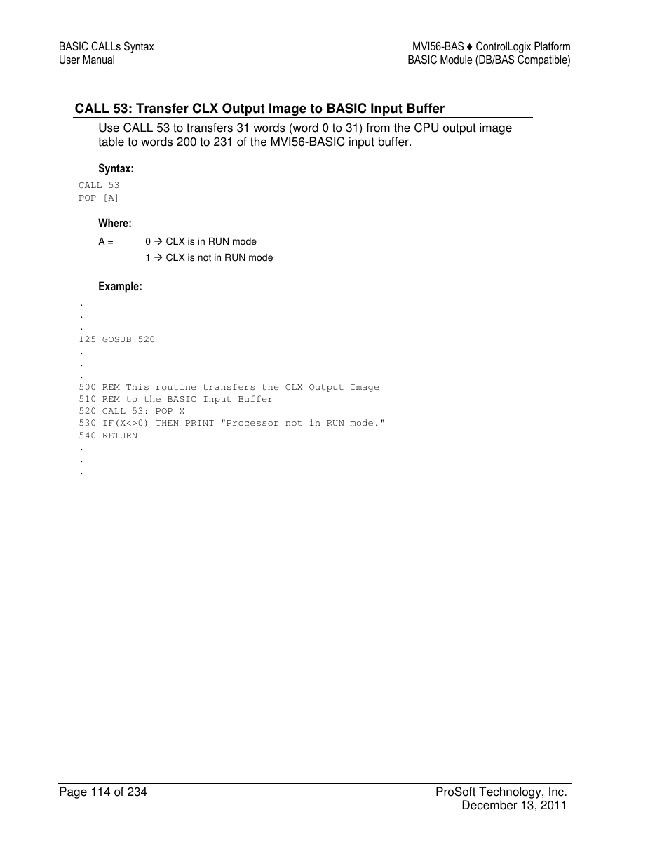 ProSoft Technology MVI56-BAS User Manual | Page 114 / 234