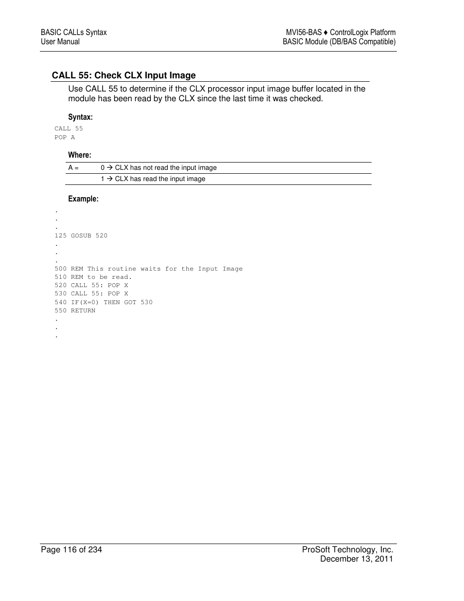 ProSoft Technology MVI56-BAS User Manual | Page 116 / 234