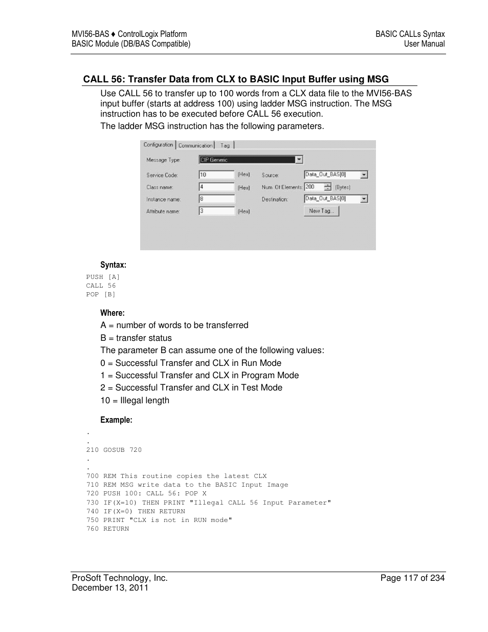 ProSoft Technology MVI56-BAS User Manual | Page 117 / 234