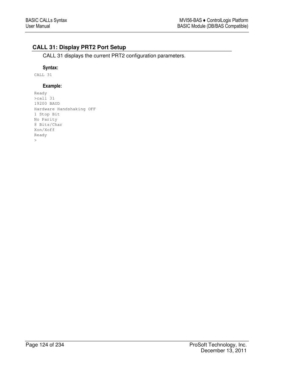 ProSoft Technology MVI56-BAS User Manual | Page 124 / 234