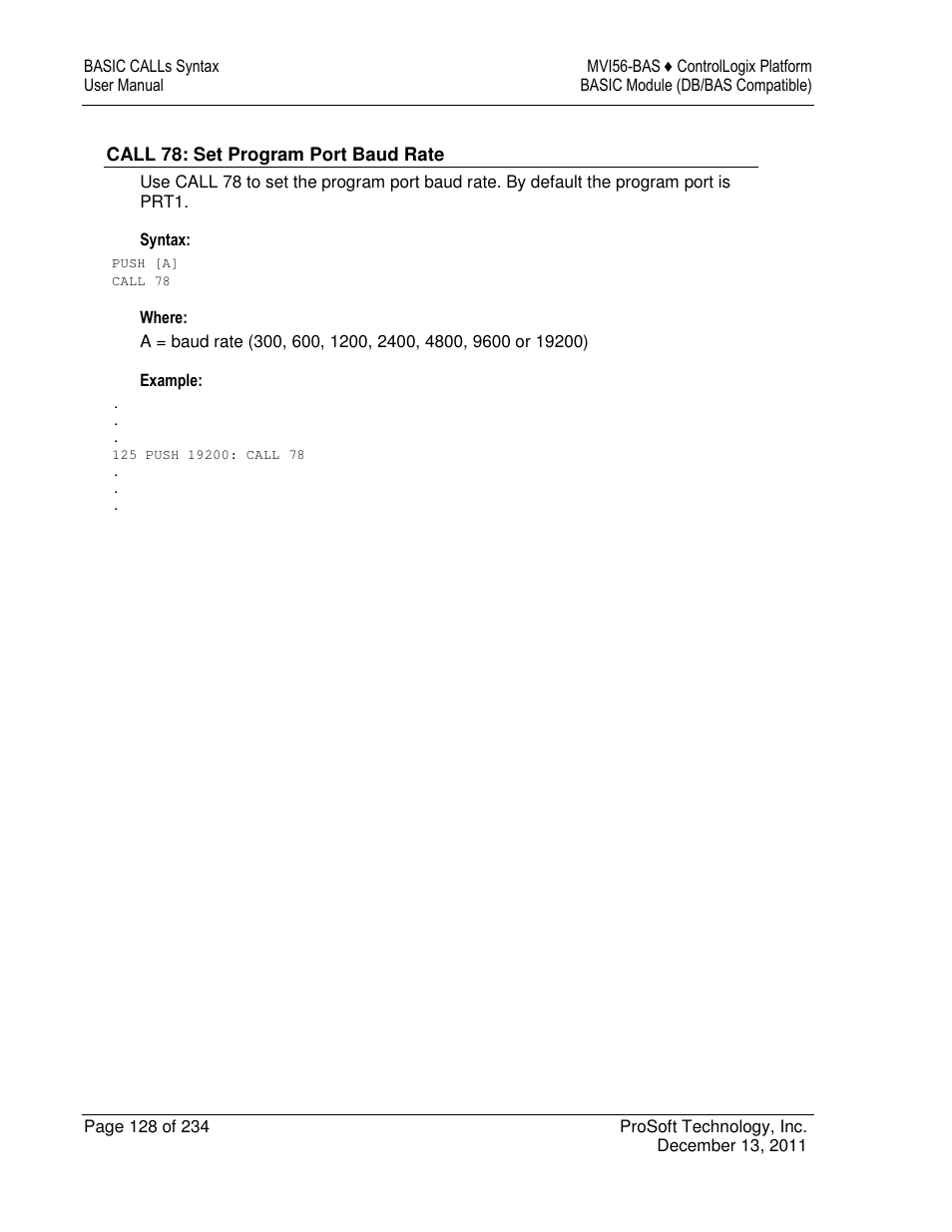 ProSoft Technology MVI56-BAS User Manual | Page 128 / 234