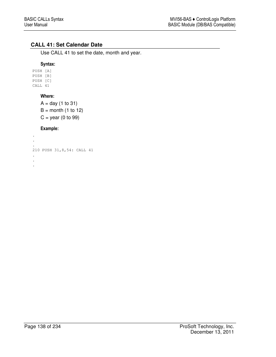 ProSoft Technology MVI56-BAS User Manual | Page 138 / 234