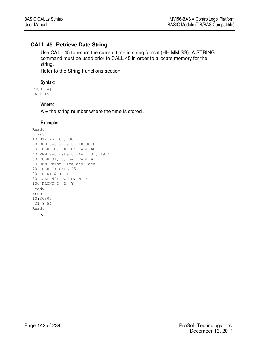 ProSoft Technology MVI56-BAS User Manual | Page 142 / 234