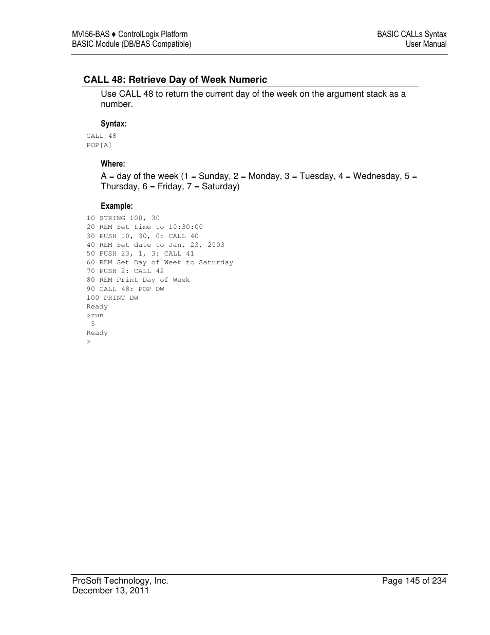 ProSoft Technology MVI56-BAS User Manual | Page 145 / 234