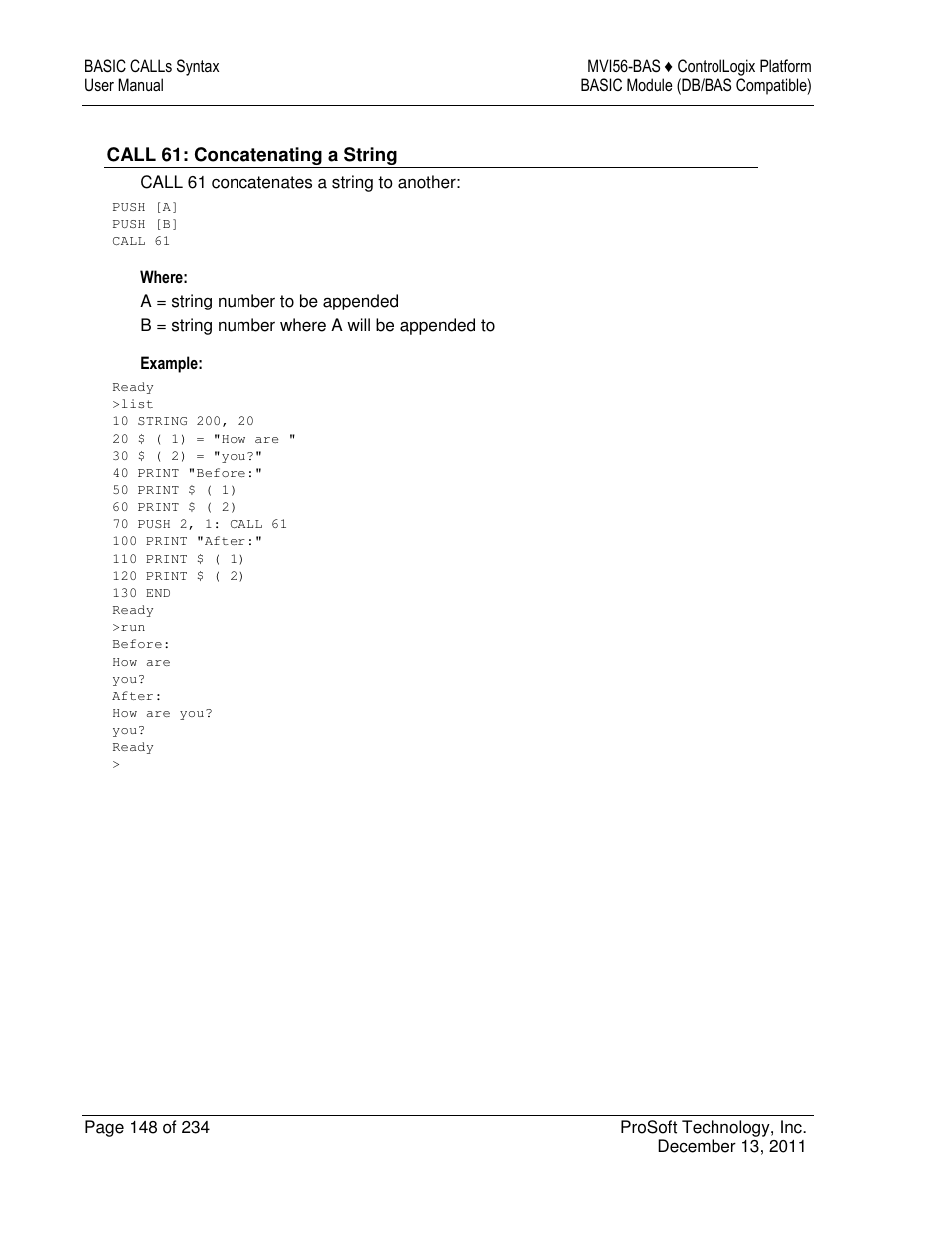 ProSoft Technology MVI56-BAS User Manual | Page 148 / 234