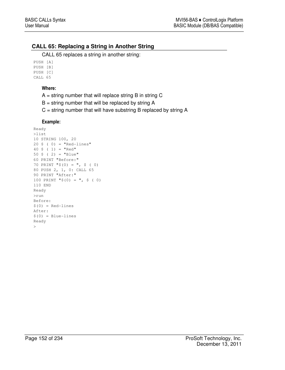 ProSoft Technology MVI56-BAS User Manual | Page 152 / 234