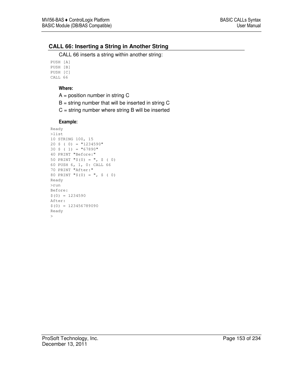 ProSoft Technology MVI56-BAS User Manual | Page 153 / 234