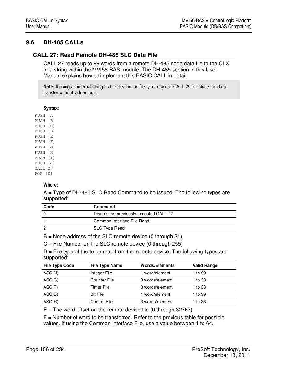 ProSoft Technology MVI56-BAS User Manual | Page 156 / 234