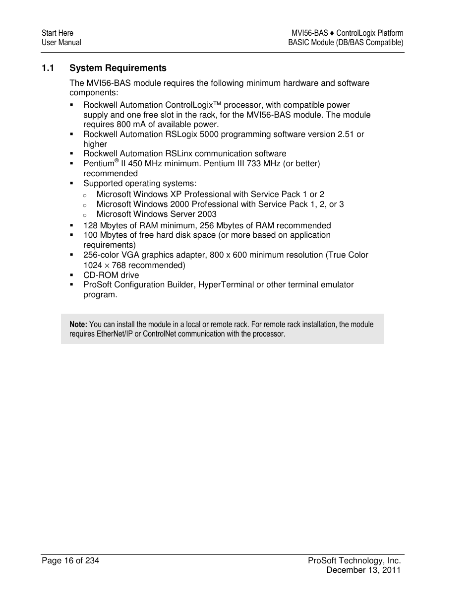 ProSoft Technology MVI56-BAS User Manual | Page 16 / 234