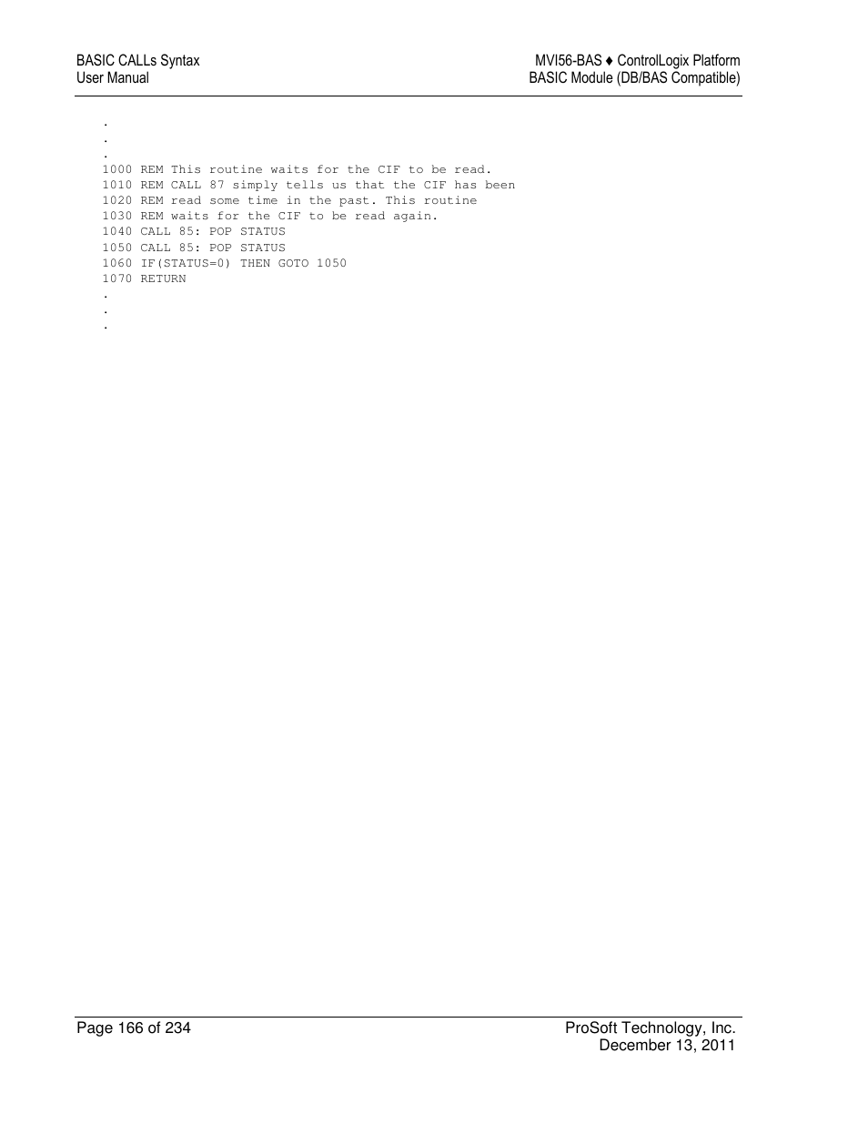 ProSoft Technology MVI56-BAS User Manual | Page 166 / 234