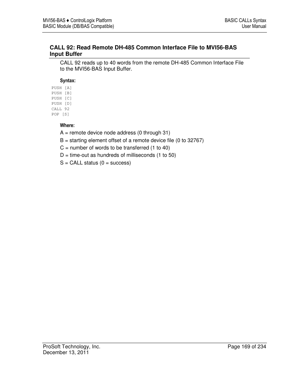 ProSoft Technology MVI56-BAS User Manual | Page 169 / 234