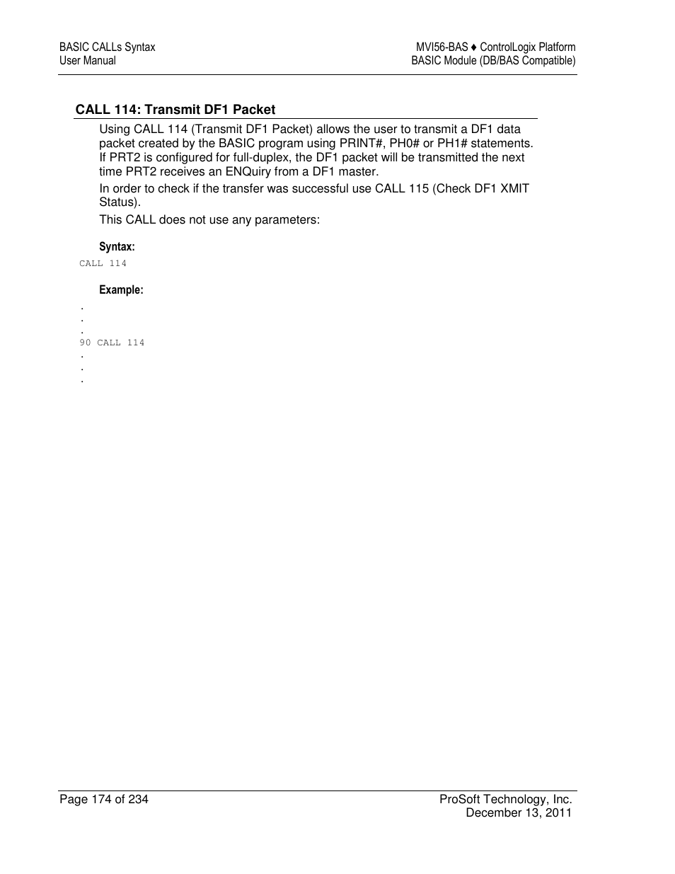 ProSoft Technology MVI56-BAS User Manual | Page 174 / 234