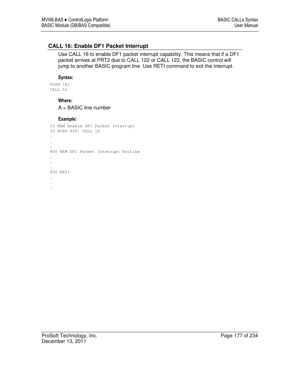 ProSoft Technology MVI56-BAS User Manual | Page 177 / 234