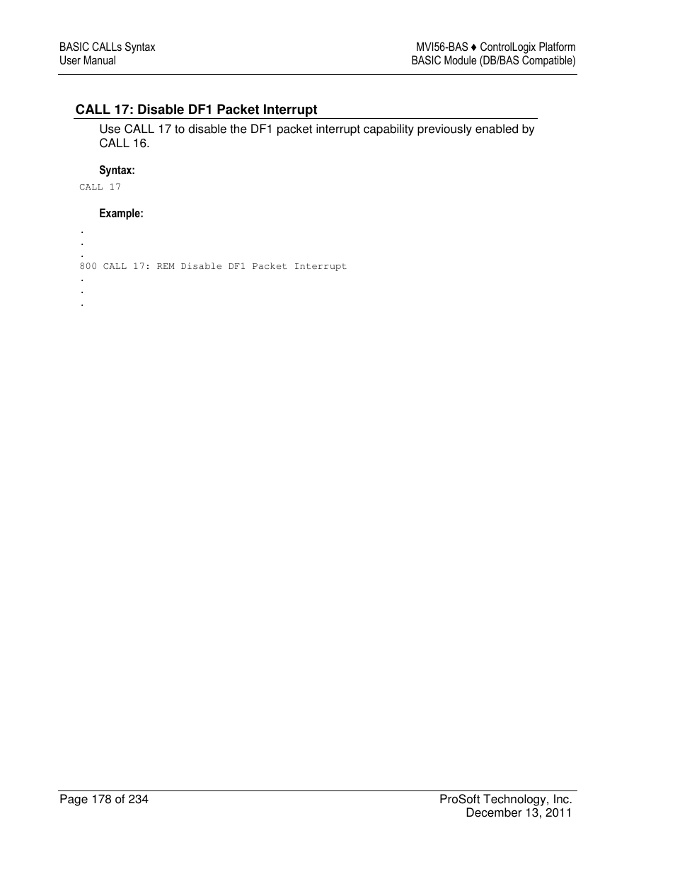 ProSoft Technology MVI56-BAS User Manual | Page 178 / 234