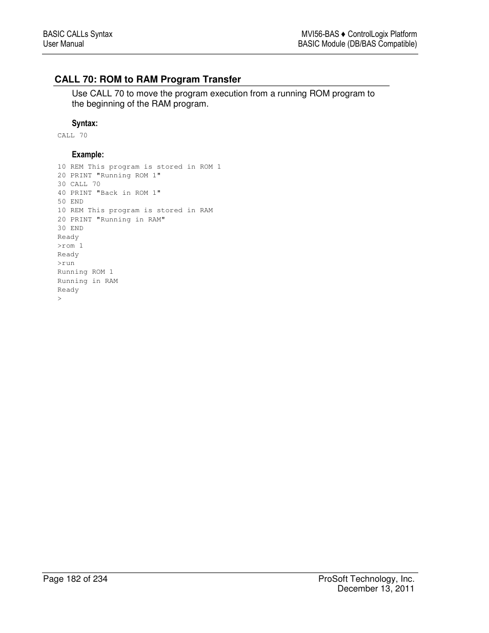 ProSoft Technology MVI56-BAS User Manual | Page 182 / 234